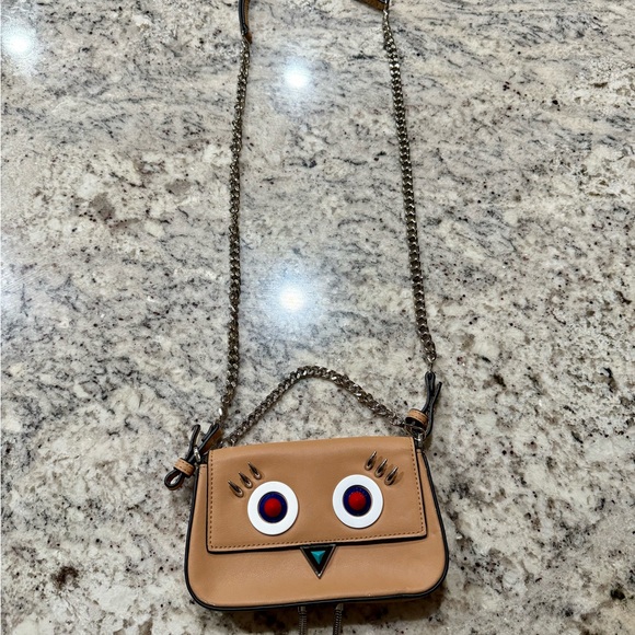 Fendi RARE Hypnoteyes Baguette Crossbody Bag Leather Brown Made In Italy - Picture 1 of 10